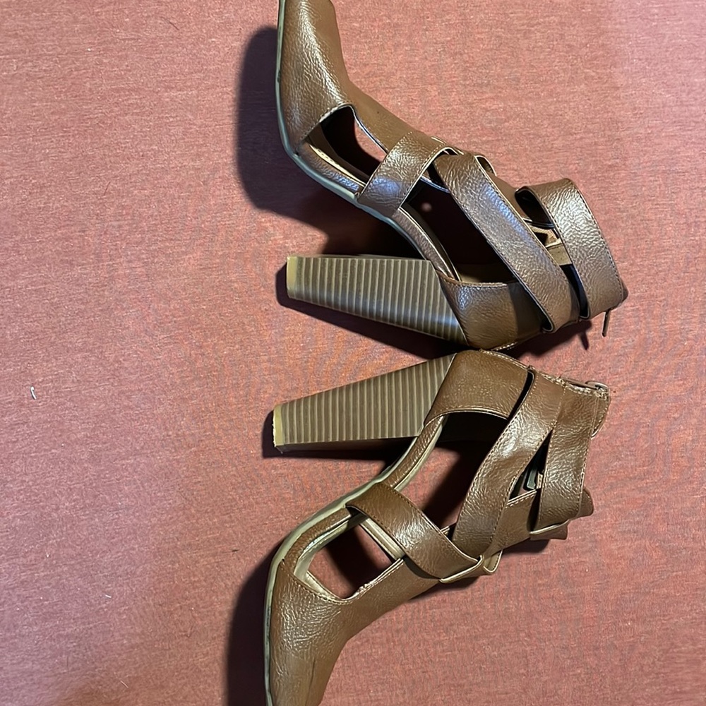 Brown bootie heels